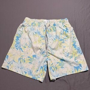 Vintage Summer Mens XXL Tropical Leaf Swim Trunks Blue Green V70724